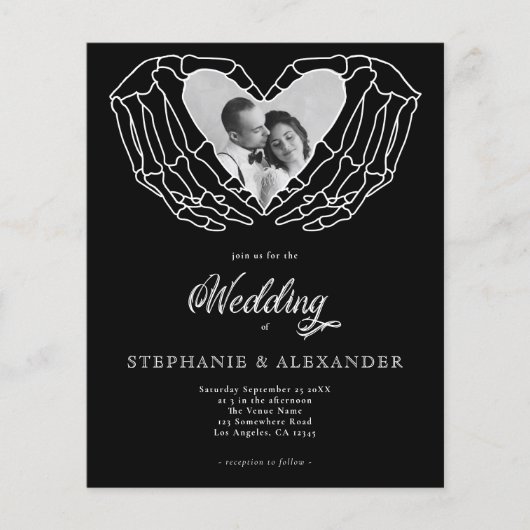 PAPIER Zwart Gotisch Foto Skelet Handen Bruiloft (Voorkant)