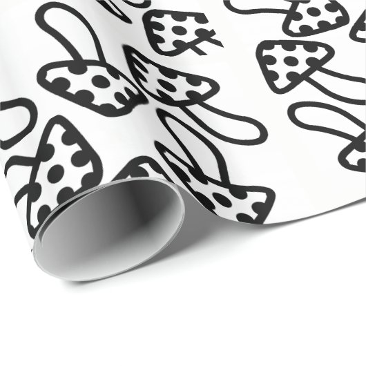 Papier, zwart-wit, champignons ompakken cadeaupapier (Rol Hoek)
