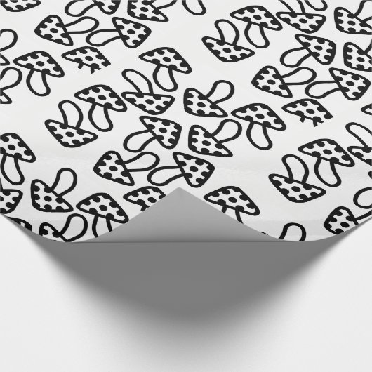Papier, zwart-wit, champignons ompakken cadeaupapier (Hoek)