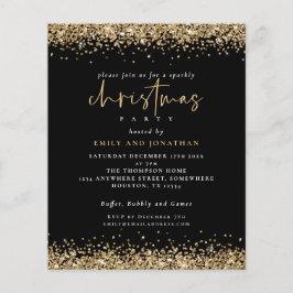 PAPIER | Zwarte uitnodiging voor Gold Glitter-kers Flyer