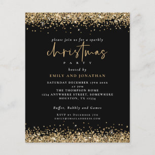 PAPIER Zwarte uitnodiging voor Gold Glitter-kers Flyer