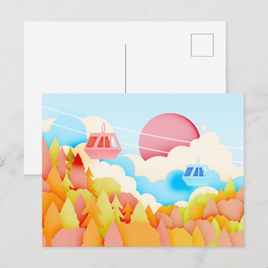 Papierambacht Herfst Kabeltreinen Briefkaart (Voorkant / Achterkant)
