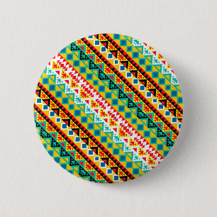 Papierbekertje met kleurrijke aztetherpatronen ronde button 5,7 cm