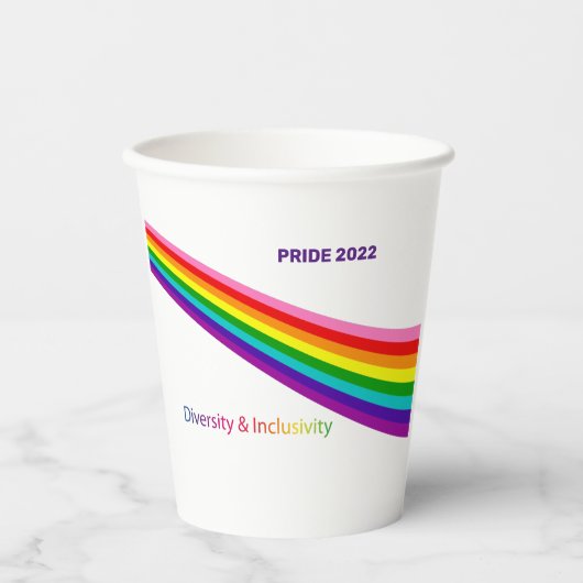 Papierbekertjes Pride 2022 Rainbow Flag LGBTQIA pa Papieren Bekers (Voorkant)