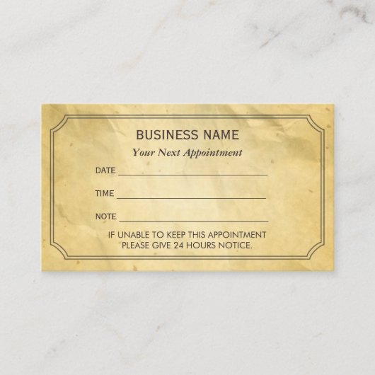 papierbenoemingsherinnering voor vormgeving afsprakenkaartje (Voorkant)