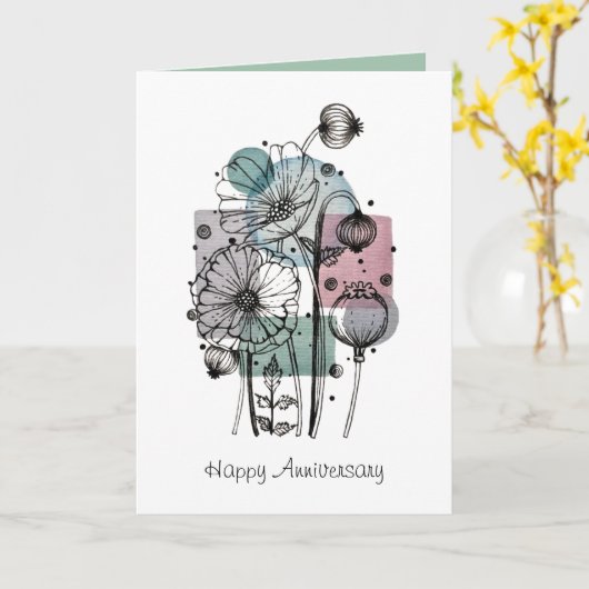 Papierblaasje in de inkt en de Waterverf Kaart (Gele Bloem)