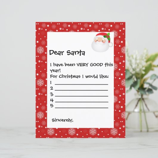 Papierblad - Beste Santa White Snowflakes (Staand voorkant)