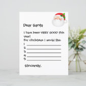 Papierblad - Lieve kerstman, ik zou... (Staand voorkant)