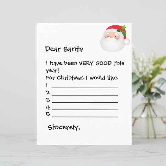 Papierblad - Lieve kerstman, ik zou... (Staand voorkant)