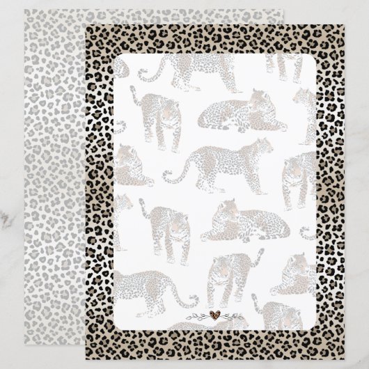 Papierblad, luipaard, (Voorkant / Achterkant)