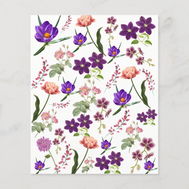 Papierblad met paars bloemen (Voorkant)