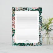 Papierblad, papier met gelinkt schrijven, luipaard (Staand voorkant)