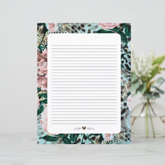 Papierblad, papier met gelinkt schrijven, luipaard (Staand voorkant)