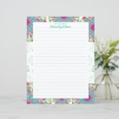 Papierblad van gevoerd papier met bloemsiernis (Staand voorkant)