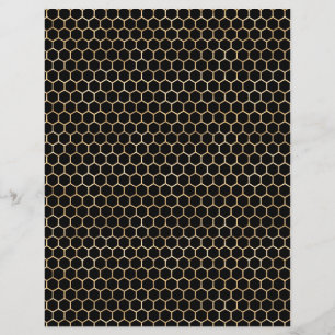 Papierblad voor de liefdevolle bije Gold Honeycomb