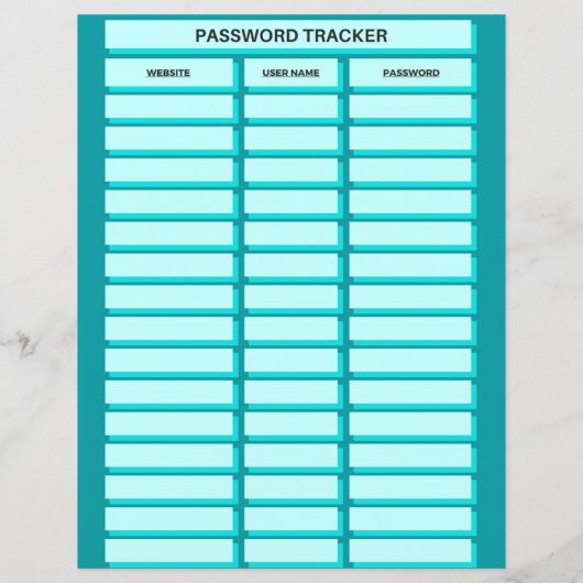 Papierblad Wachtwoordtracering (Achterkant)