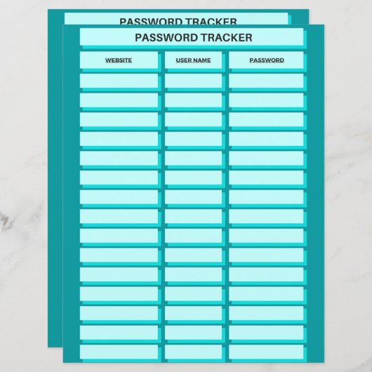 Papierblad Wachtwoordtracering (Voorkant / Achterkant)