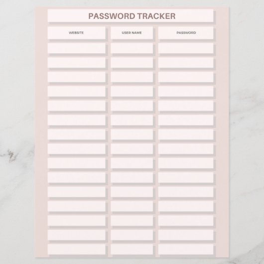 Papierblad Wachtwoordtracering (Achterkant)