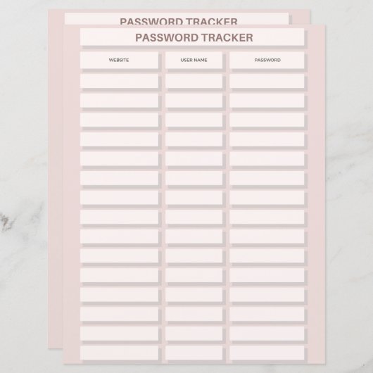 Papierblad Wachtwoordtracering (Voorkant / Achterkant)