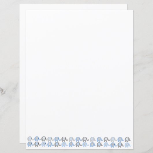 Papierbladen - Blauwe en grijze olifanten (Voorkant / Achterkant)