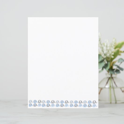 Papierbladen - Blauwe en grijze olifanten (Staand voorkant)