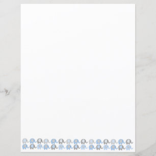 Papierbladen - Blauwe en grijze olifanten