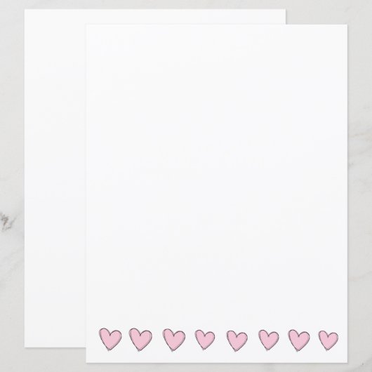 Papierbladen - Roze harten (Voorkant / Achterkant)