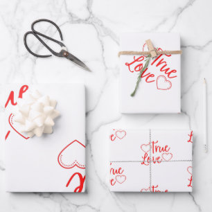 Papierbladen van True Love Red Valentijns met over Inpakpapier Vel
