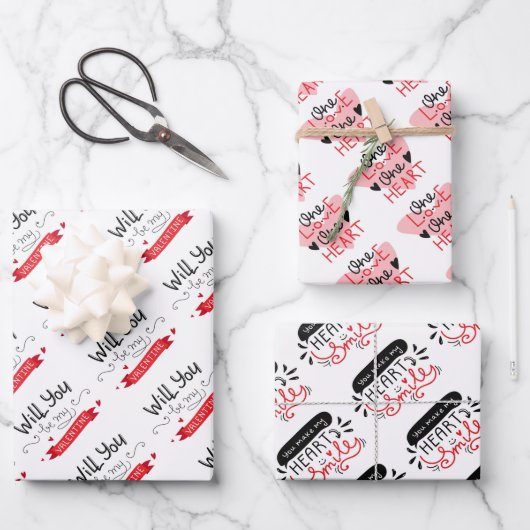 Papierbladen voor het verpakken van Valentijnsdag Inpakpapier Vel (Voorkant)