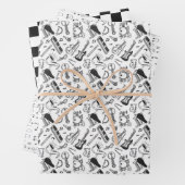 Papierbladen voor muziek, zwart en wit inpakpapier vel (In situ)
