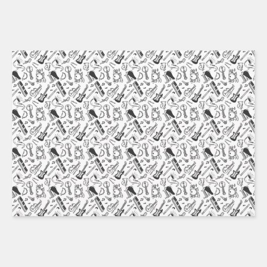 Papierbladen voor muziek, zwart en wit inpakpapier vel (Voorkant)