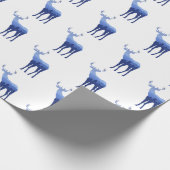 Papierblauw hert/eland cadeaupapier (Hoek)