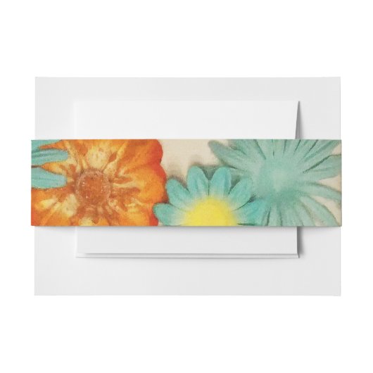 Papierbloemen Aqua Bat Mitzvah Envelope Uitnodigingen Wikkel (Voorkant Voorbeeld)