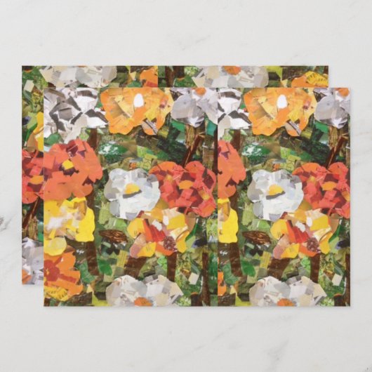 Papierbloemen Collage in geel en oranje (Voorkant / Achterkant)