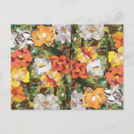 Papierbloemen collage in Oranje en geel Briefkaart