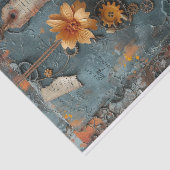 Papierbloemen, Labels en tandwielen Mixed Media Tissuepapier (Detail)