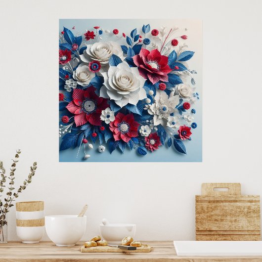 Papierbloemen Poster (Keuken)