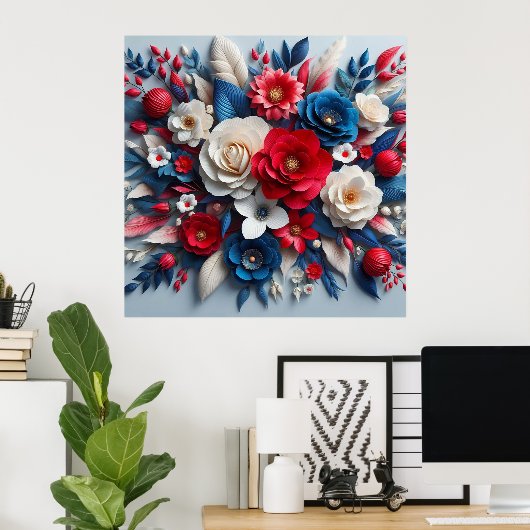Papierbloemen Poster (Thuiskantoor)