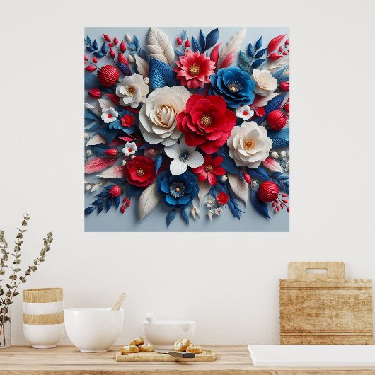 Papierbloemen Poster (Keuken)