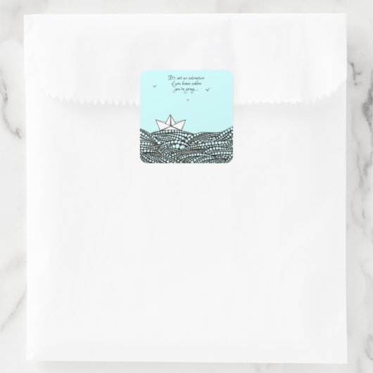 Papierboot Vierkante Sticker (Tas)