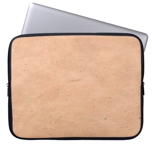 Papierbruin roze handgemaakt laptop sleeve (Voorkant)