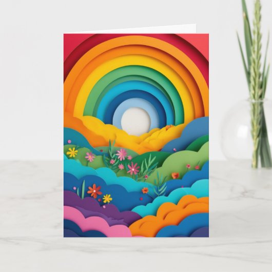 Papiercollage Regenboogweide Kaart (Voorkant)