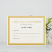 Papieren authenticiteitscertificaat Art Letter Briefhoofd (Staand voorkant)