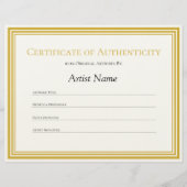 Papieren authenticiteitscertificaat Art Letter Briefhoofd (Voorkant)