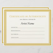 Papieren authenticiteitscertificaat Art Letter Briefhoofd (Voorkant / Achterkant)