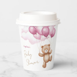 Papieren baby shower bekers met teddybeer.