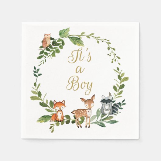 papieren baby shower Woodland Servet (Voorkant)