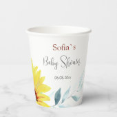 Papieren baby showers beker met waterverf zonneblo (Achterkant)
