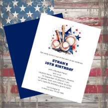 PAPIEREN Ball Bats Stars Honkbal Verjaardag Rood B