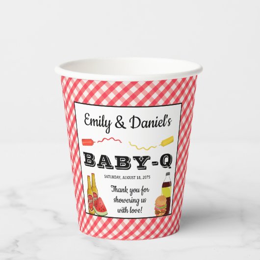 Papieren BBQ baby shower bekers (Voorkant)